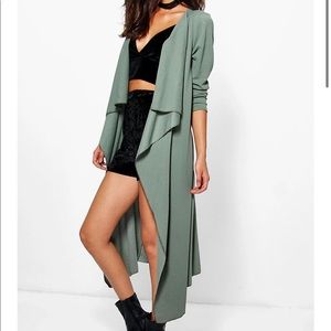 Boohoo sage green duster cardigan